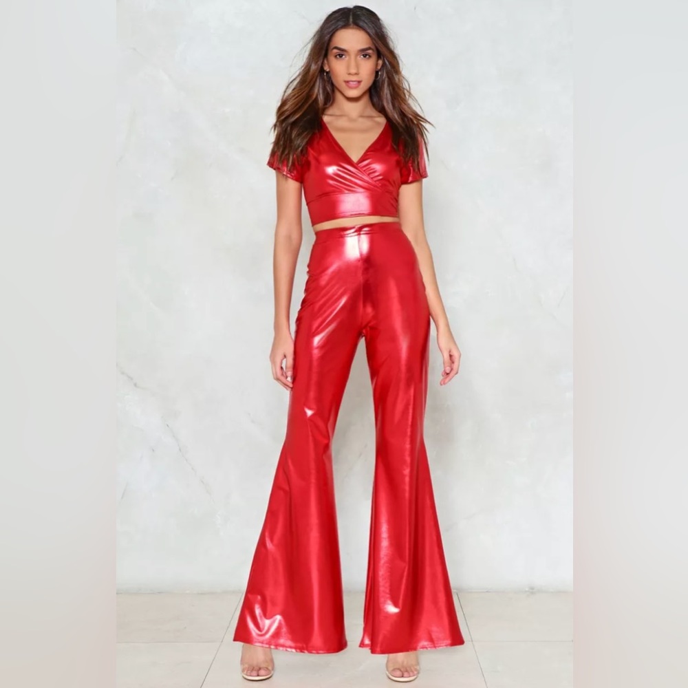 NWT Red metallic top & pant set